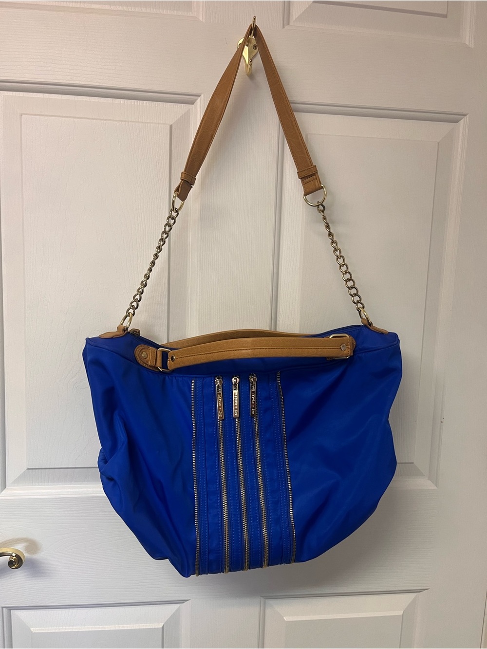 Olivia + Joy Royal Blue Shoulder Bag with Tan Accents